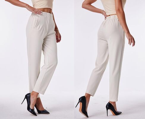 heipeiwa Women's High Waisted Work Business Trousers Pleated Office Slacks Pants Crop Dress Pant in Kuwait