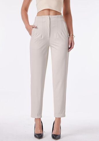 heipeiwa Women's High Waisted Work Business Trousers Pleated Office Slacks Pants Crop Dress Pant in Kuwait