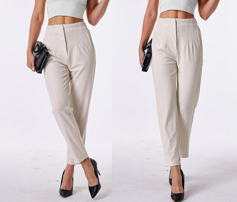 heipeiwa Women's High Waisted Work Business Trousers Pleated Office Slacks Pants Crop Dress Pant in Kuwait