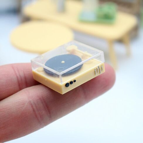 Miniature Dollhouse Record Player,Dollhouse Vintage CD Player Model,1 12 Scale Dollhouse Accessories Miniature Furniture in Kuwait