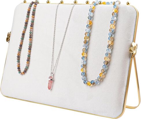 Framendino, Beige Necklace Display Stand Velvet Jewelry Display Necklace Holder Rack for Show Jewelry Organizer in Saudi Arabia