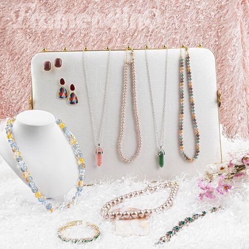 Framendino, Beige Necklace Display Stand Velvet Jewelry Display Necklace Holder Rack for Show Jewelry Organizer in Saudi Arabia