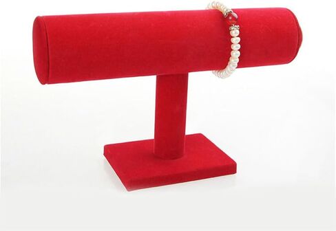Velvet T-Bar Jewelry Display Stand for Bracelets Anklets Bangles and Watches 2-Inch Diameter Cylinder Black Fabric-Wrapped Organizer in Kuwait