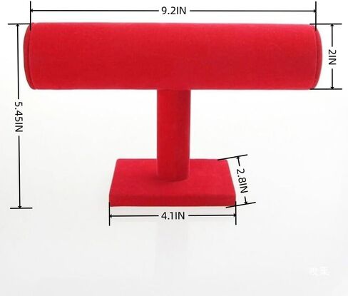 Velvet T-Bar Jewelry Display Stand for Bracelets Anklets Bangles and Watches 2-Inch Diameter Cylinder Black Fabric-Wrapped Organizer in Kuwait