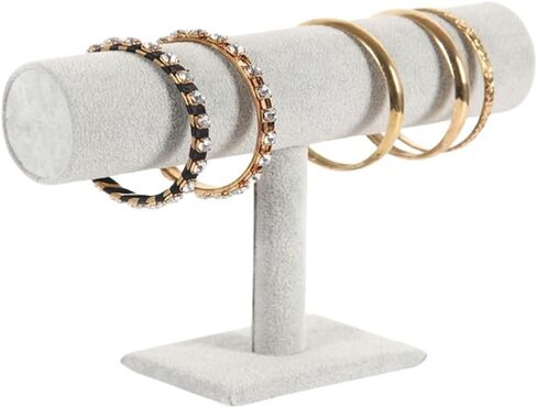Velvet T-Bar Jewelry Display Stand for Bracelets Anklets Bangles and Watches 2-Inch Diameter Cylinder Black Fabric-Wrapped Organizer in Kuwait