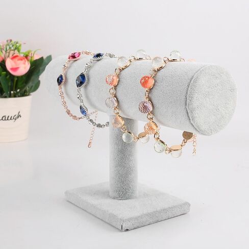 Velvet T-Bar Jewelry Display Stand for Bracelets Anklets Bangles and Watches 2-Inch Diameter Cylinder Black Fabric-Wrapped Organizer in Kuwait