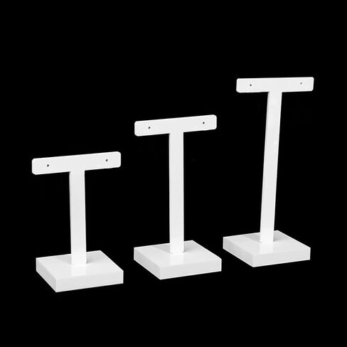 lasenersm 3 Pieces Acrylic Earring Display Stands Acrylic Earring Tree Acrylic Earring Holder T-Shape Earring Holder Hanging Jewelry Organizer for Home Trade Shows Jewelry Shop Use, White in Saudi Arabia
