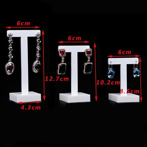 lasenersm 3 Pieces Acrylic Earring Display Stands Acrylic Earring Tree Acrylic Earring Holder T-Shape Earring Holder Hanging Jewelry Organizer for Home Trade Shows Jewelry Shop Use, White in Saudi Arabia
