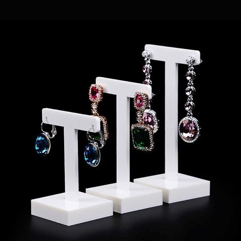 lasenersm 3 Pieces Acrylic Earring Display Stands Acrylic Earring Tree Acrylic Earring Holder T-Shape Earring Holder Hanging Jewelry Organizer for Home Trade Shows Jewelry Shop Use, White in Saudi Arabia