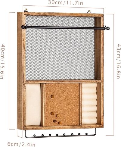 Tektalk منظم مجوهرات معلق على الحائط حامل مجوهرات حامل مجوهرات شجرة حامل مجوهرات عرض مجوهرات للقلائد والأساور والأقراط والخواتم - بني in Kuwait