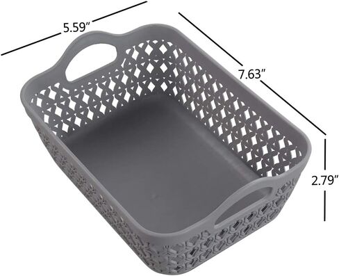 Kekow Gray Mini Plastic Storage Tray Basket with Handle, 12-Pack in Saudi Arabia