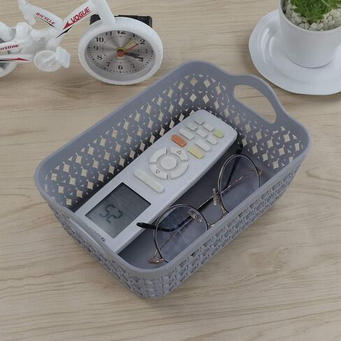 Kekow Gray Mini Plastic Storage Tray Basket with Handle, 12-Pack in Saudi Arabia