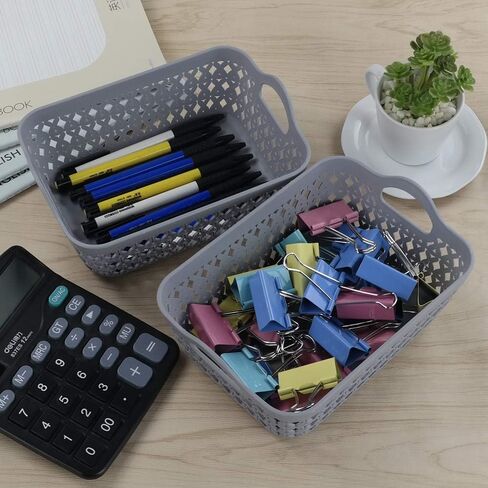 Kekow Gray Mini Plastic Storage Tray Basket with Handle, 12-Pack in Saudi Arabia