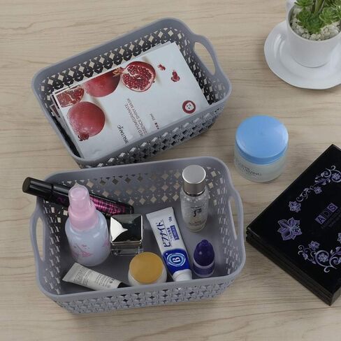 Kekow Gray Mini Plastic Storage Tray Basket with Handle, 12-Pack in Saudi Arabia