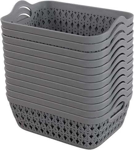 Kekow Gray Mini Plastic Storage Tray Basket with Handle, 12-Pack in Saudi Arabia