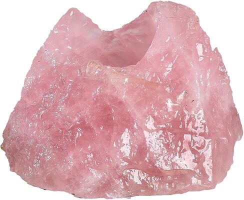 AMOYSTONE Decorative Stone Candle Holder Rose Quartz Candlestick Holder for Pillar Candles Rough Quartz Mineral Irregular Christmas Tealight Candle Holder Sets Home Decor in Kuwait