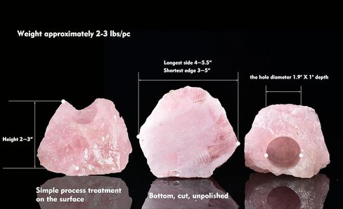 AMOYSTONE Decorative Stone Candle Holder Rose Quartz Candlestick Holder for Pillar Candles Rough Quartz Mineral Irregular Christmas Tealight Candle Holder Sets Home Decor in Kuwait