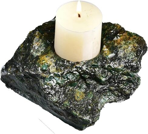 AMOYSTONE Decorative Stone Candle Holder Rose Quartz Candlestick Holder for Pillar Candles Rough Quartz Mineral Irregular Christmas Tealight Candle Holder Sets Home Decor in Kuwait