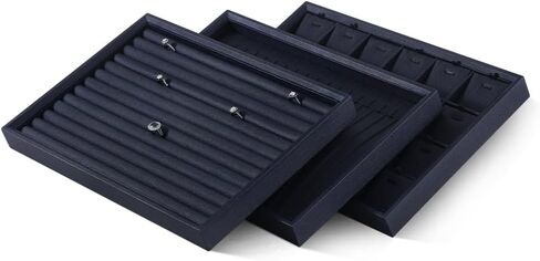 Jewelry Tray, Organizer for Ring Earring Necklace Pendants Bracelet Stackable Showcase Display (brown, 12 Grids Tray) in Kuwait