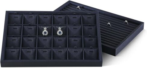 Jewelry Tray, Organizer for Ring Earring Necklace Pendants Bracelet Stackable Showcase Display (brown, 12 Grids Tray) in Kuwait