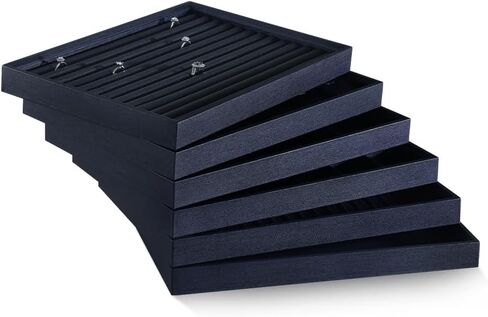 Jewelry Tray, Organizer for Ring Earring Necklace Pendants Bracelet Stackable Showcase Display (brown, 12 Grids Tray) in Kuwait