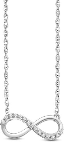 Jewelili 10K Yellow Gold 1/10 Cttw Natural White Round Diamond Infinity Pendant Necklace, 18" Gold filed Rope Chain in Saudi Arabia