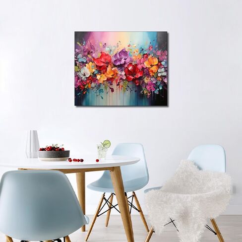 TUMOVO Flowers Framed Paint by Numbers for Adults Blooming Floral DIY Oil Paint by Number Kits on Canvas Blossom Adult Paint by Number with Brushes Acrylic Painting Art Crafts 16"x20" in Saudi Arabia