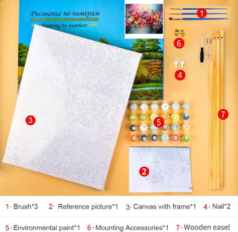 TUMOVO Flowers Framed Paint by Numbers for Adults Blooming Floral DIY Oil Paint by Number Kits on Canvas Blossom Adult Paint by Number with Brushes Acrylic Painting Art Crafts 16"x20" in Saudi Arabia