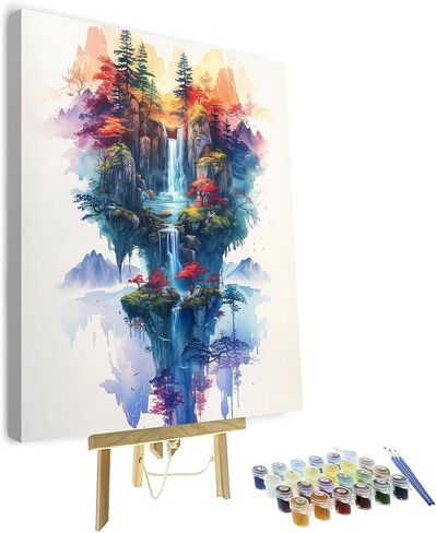 TUMOVO Flowers Framed Paint by Numbers for Adults Blooming Floral DIY Oil Paint by Number Kits on Canvas Blossom Adult Paint by Number with Brushes Acrylic Painting Art Crafts 16"x20" in Saudi Arabia