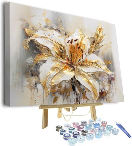 TUMOVO Flowers Framed Paint by Numbers for Adults Blooming Floral DIY Oil Paint by Number Kits on Canvas Blossom Adult Paint by Number with Brushes Acrylic Painting Art Crafts 16"x20" in Saudi Arabia