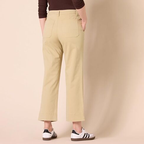 Amazon Essentials Womens High-Rise Slim-Fit Ankle-Length Wide-Leg Khaki Pant in Saudi Arabia