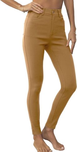 سروال Jeggings النسائي من Levaca عالي الخصر نحيف كاجوال للعمل، بنطال رفيع مع جيوب in Saudi Arabia