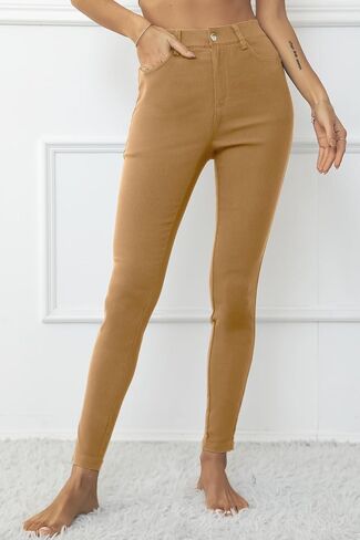سروال Jeggings النسائي من Levaca عالي الخصر نحيف كاجوال للعمل، بنطال رفيع مع جيوب in Saudi Arabia