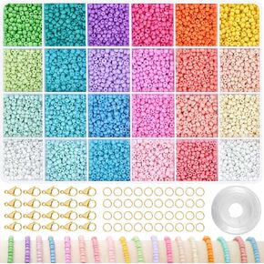 Nintaret 3mm Seed Beads for Bracelets, 24 Colors Bead Bracelet Making Kit for Girls, Friendship Bracelet Beads Kit, Beads for Jewelry Making Kit, DIY, Arts and Crafts Gifts Age 4+ (3mm-A)