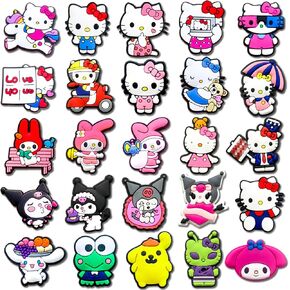 25Pcs Cartoon Shoe Charms for Croc Clog Sandals Bracelets Decoration, Cute Charms for Party Favor