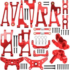 Metal Suspension Swing Arm & Shock Tower Mount & Steering Hub & Metal Steering Rod & Body Mount Compatible with Hyper Go H14bm MJX 14210 14209 1/14 RC Car (Purple)