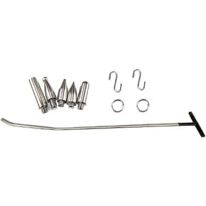 Dent Removal Rod Kit(17 Pieces), Double Bend Interchangeable Tip Rod-1/2 Inch Diameter(12mm) with S Hooks,Paintless Dent Repair Hand Tool for Car Body Minor Dents, Door Dings and Hail Damage