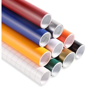 OFFNOVA لفة فينيل دائمة مقاس 12 بوصة × 5 أقدام، 9 ألوان متنوعة من الفينيل اللاصق للكريكات، صورة ظلية، 1 لفة شريط نقل، لفات لاصقة لاصقة - سهلة القطع والأعشاب in Kuwait