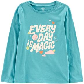 Carter's Girls Every Day is Magic Graphic Long Sleeve T-Shirt, Teal, 10
