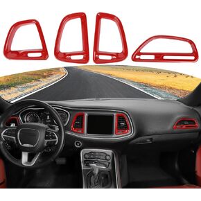 RT-TCZ for Challenger Carbon Fiber Dash Air AC Vents Cover Trim for Dodge Challenger 2015 2016 2017 2018 2019 2020 2021 2022 2023 Carbon Fiber Interior Accessories 4pcs