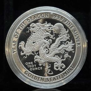 1 oz Silver .999 Year of the Dragon Horoscope in capsule display
