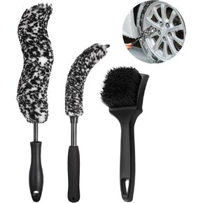 Bendable Wheel Brush Kits Soft Microfiber Wheel Cleaner Brush Synthetic Woolies No-Scratch Wheel Cleaning Brush Car Detailing Rim Tire Brush