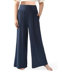 BAMBOO COOL Women Pajama Pants High Waisted Wide Leg with Pockets Lounge Sleep Bottoms Casual Lounge Yoga Pants