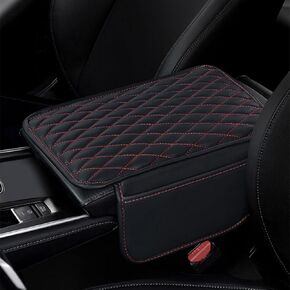 Car Center Console Cover, Leather Armrest Box Pad with 2 Storage Pockets, Memory Cotton Vehicle Armrest Support Pad,Universal Suitable for Most Vehicles, SUVs, Trucks, RVs