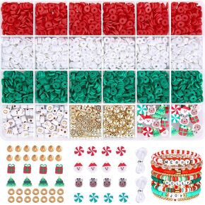 Megoogo Halloween Clay Beads Bracelet Making Kit, 2340 pcs Polymer Heishi Flat Round Beads with 145 pcs Charm Beads for Jewelry Making Kit Friendship Bracelets Making DIY Crafts
