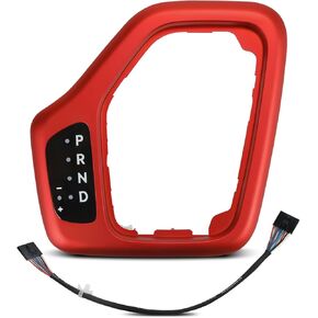 Upgrade 601-401 Shifter Bezel with Harness Kit Fit for 2014-2018 Jeep Cherokee Replace 5YD27LS5AA 68413957AA 5YD27XSAAA 68413957AA (Red)