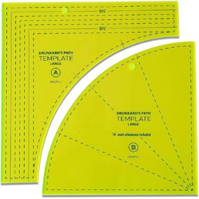 YICBOR Drunkards Path Quilting Templates, Large Curved Acrylic Tools for Cutting Circle Patterns and Layer Cakes