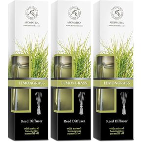 Lemongrass Diffuser - Set 3x3.4 Fl Oz - Fresh & Long Lasting Fragrance - Diffuser with Natural Essential Lemongrass Oil - Good for Aromatherapy - Spa - Home set wich 3 pc for 100 ml