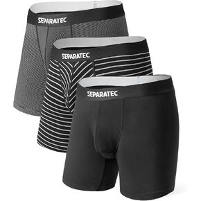 Separatec Men's Dual Pouch Underwear Comfort Soft Premium Cotton Modal Blend Boxer Briefs 3-6 Pack
