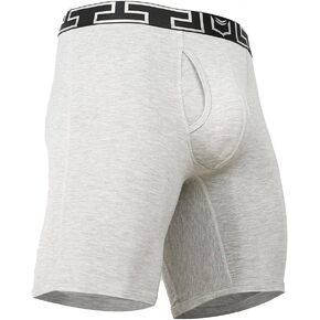 SHEATH V Bamboo Rayon Titan Men's 8" Sports Performance Boxer Brief - Heather Gray | Dual Pouch, Athletic Fit